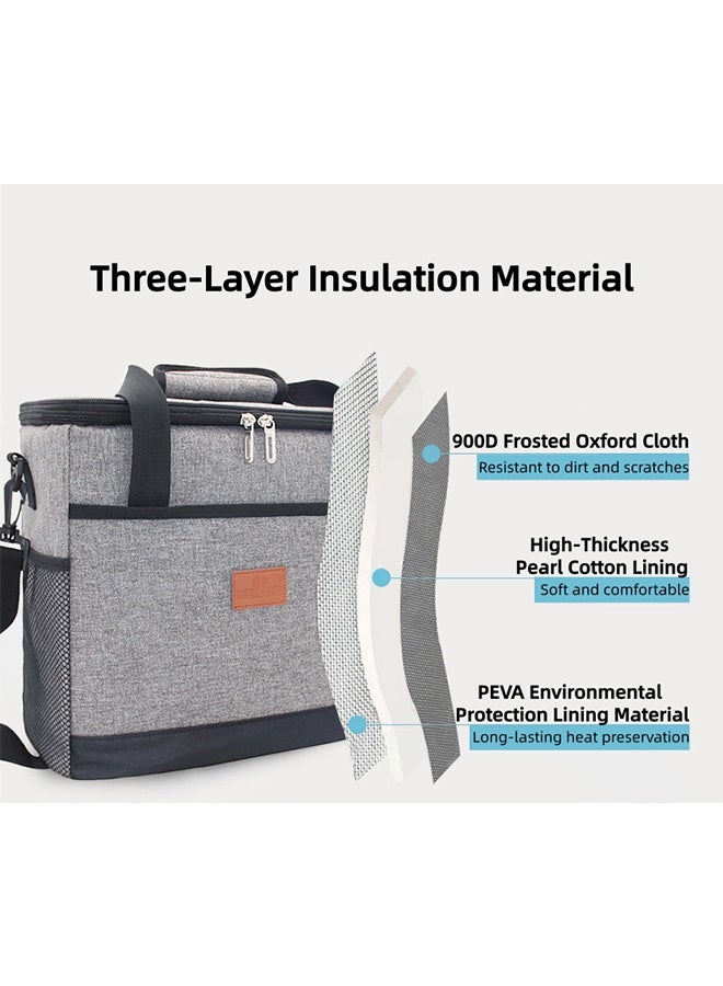 حقيبة العزل الحراري, حقيبة حرارية محمولة, حقيبة العزل اليدوية, قابلة لإعادة الاستخدام للماء مقاومة للماء أكسفورد المواد, 15 لتر سعة كبيرة, مناسبة للاستخدام الداخلي والخارجي, نزهات والتخييم - Image 3