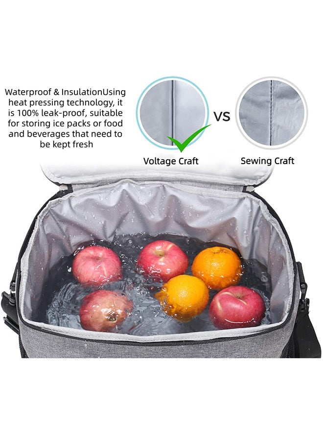حقيبة العزل الحراري, حقيبة حرارية محمولة, حقيبة العزل اليدوية, قابلة لإعادة الاستخدام للماء مقاومة للماء أكسفورد المواد, 15 لتر سعة كبيرة, مناسبة للاستخدام الداخلي والخارجي, نزهات والتخييم - Image 4