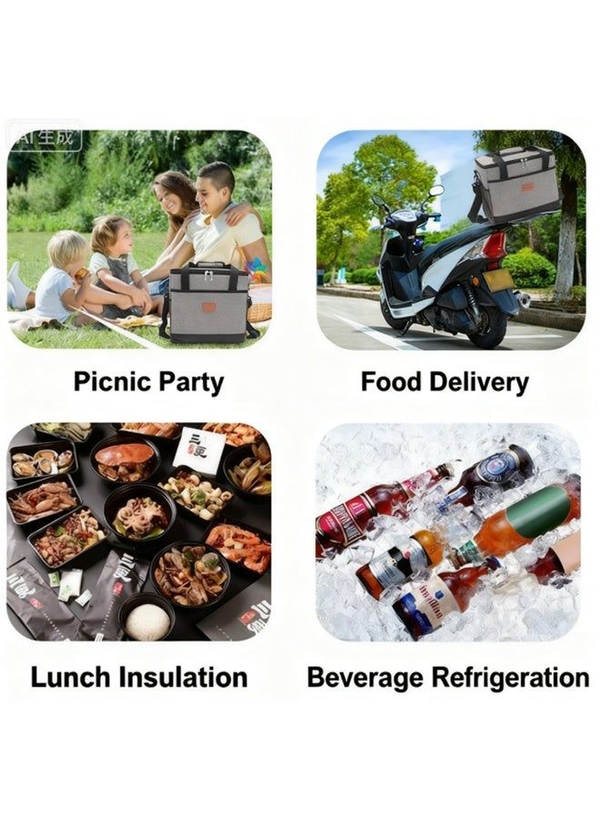 حقيبة العزل الحراري, حقيبة حرارية محمولة, حقيبة العزل اليدوية, قابلة لإعادة الاستخدام للماء مقاومة للماء أكسفورد المواد, 15 لتر سعة كبيرة, مناسبة للاستخدام الداخلي والخارجي, نزهات والتخييم - Image 5