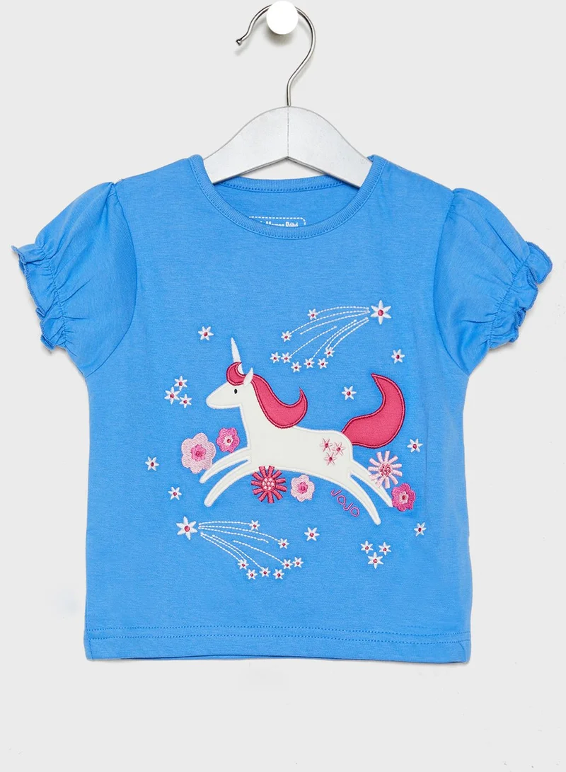 JoJo Maman Bebe Kids Unicorn Print Glow in the Dark Pyjama Set