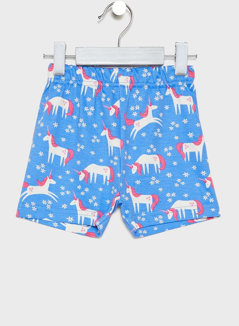 JoJo Maman Bebe Kids Unicorn Print Glow in the Dark Pyjama Set