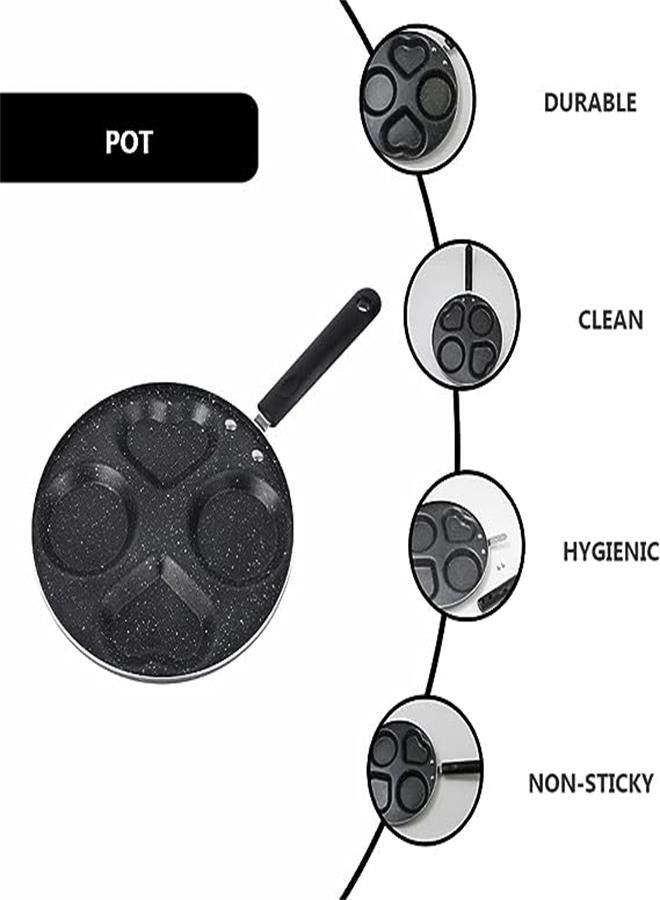 Outdoor Griddle Ceramic Skillet Egg Frying Pan Swedish Pancake Pan Plett Pan Divided Non Stick Egg Cooker Pan Burger Pan for Breakfast Pancake Poached Eggs Nonstick Cookware Outdoor Stove - Image 3