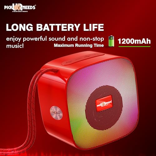 Pick Ur Needs Wireless Rechargeable Portable Bluetooth Speaker | Water Proof | Splash Proof | Premium Speaker Compatible with All Mobile Phone (Red) - Image 4