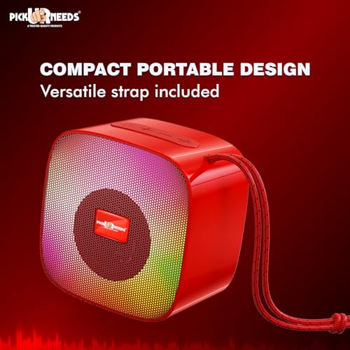 Pick Ur Needs Wireless Rechargeable Portable Bluetooth Speaker | Water Proof | Splash Proof | Premium Speaker Compatible with All Mobile Phone (Red) - Image 3
