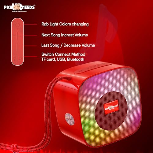 Pick Ur Needs Wireless Rechargeable Portable Bluetooth Speaker | Water Proof | Splash Proof | Premium Speaker Compatible with All Mobile Phone (Red) - Image 5