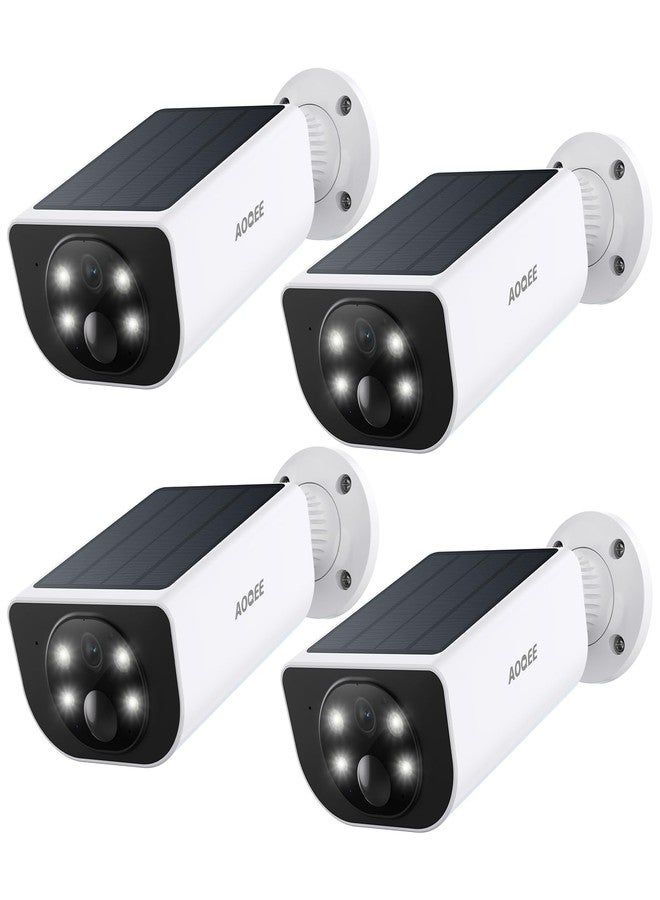 AOQEE Cameras for Home Security-2.4GHz Wireless Security Camera Outdoor with AI Motion Detection & Siren, Non-Stop Solar Powered Charging, 2K Color Night Vision, SD/Cloud Storage, Waterproof, S1 4P - Image 1