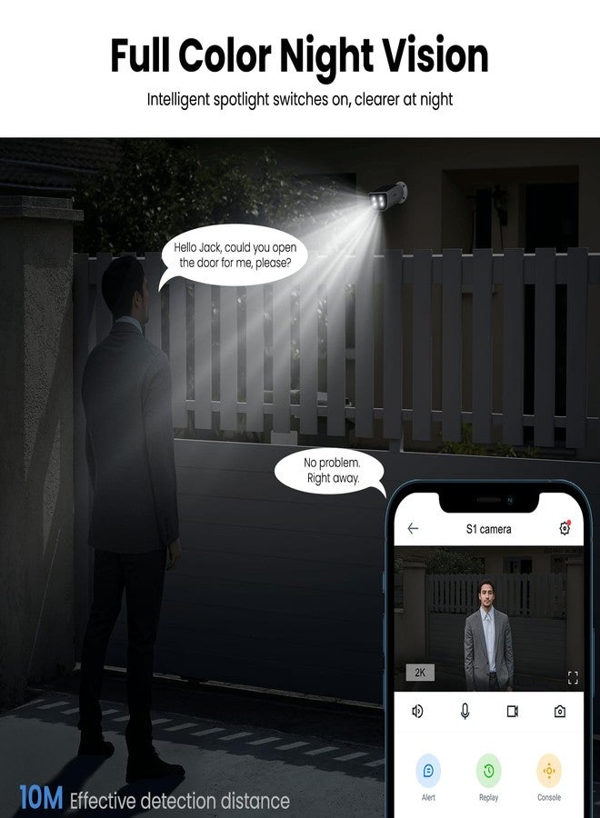 AOQEE Cameras for Home Security-2.4GHz Wireless Security Camera Outdoor with AI Motion Detection & Siren, Non-Stop Solar Powered Charging, 2K Color Night Vision, SD/Cloud Storage, Waterproof, S1 4P - Image 5