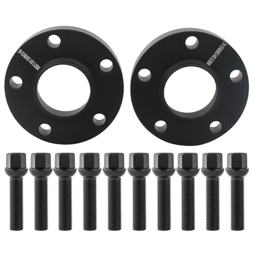 DCVAMOUS 2PC Black 5x112 Hubcentric Wheel Spacers 20mm with 14x1.5 Bolts (45mm Shank Sphere Seat Type) 66.6 Bore Compatible with Benz Au-di 5 Lug for W210 W212 C230 C240 C320 A4 S4 A5 S5 A6 S6 A7 A8 - Image 1