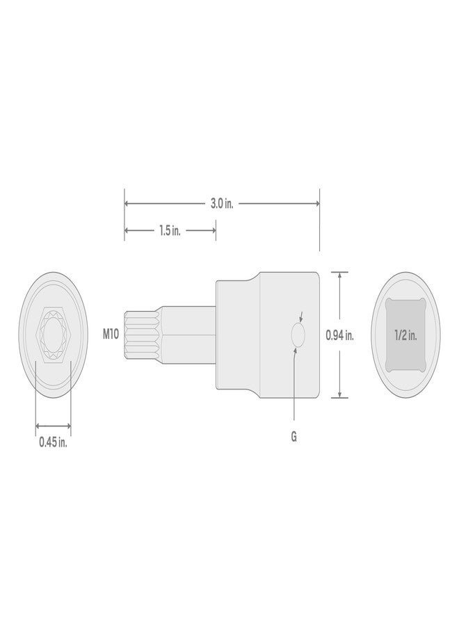 TEKTON 1/2 Inch Drive x M10 Triple Square Impact Bit Socket | SIB28210 - Image 4