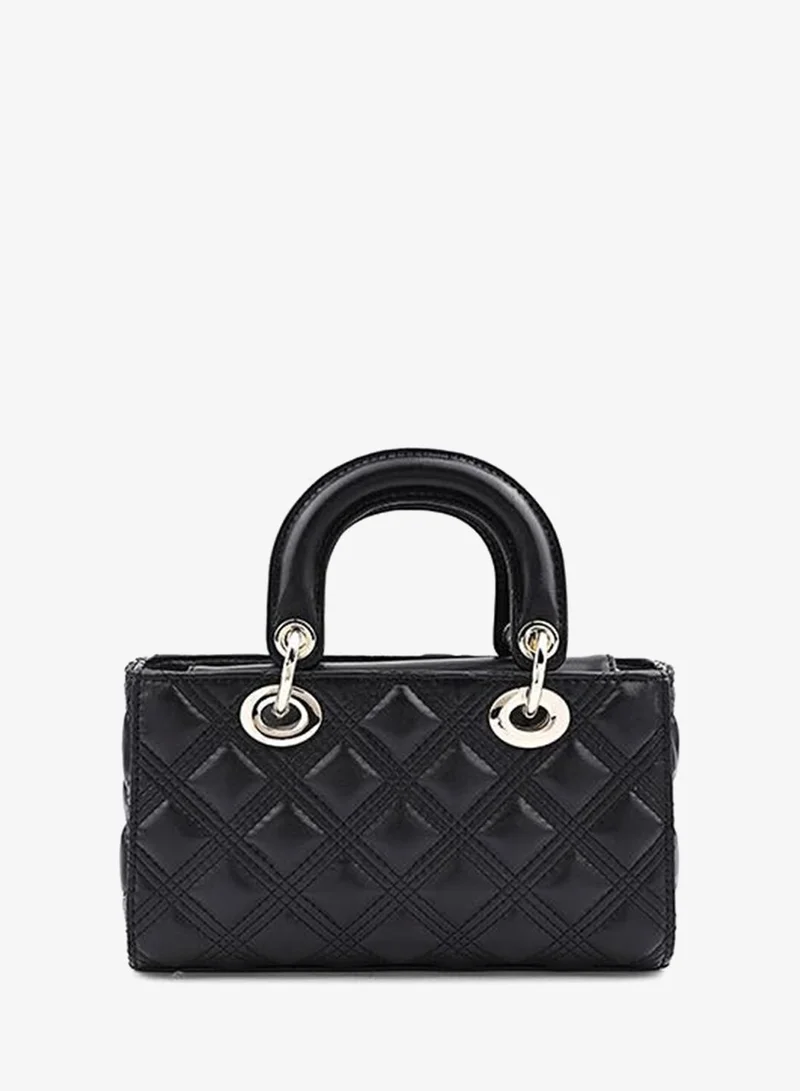 Cuple Black Cuple Textured Zip Shoulder Bag for Women | Best Price UAE