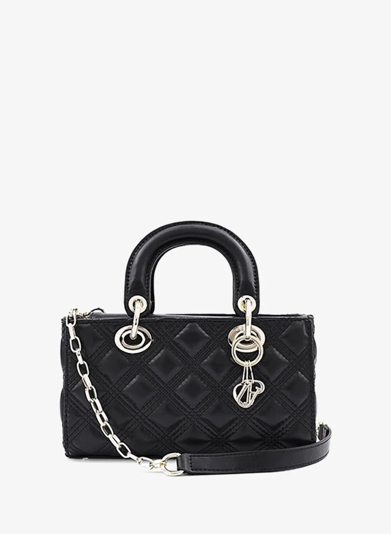 Cuple Black Cuple Textured Zip Shoulder Bag for Women | Best Price UAE