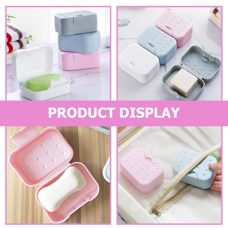 Portable Leak Proof Soap Container Set 4 Pieces Waterproof Travel Soap Holder Blue White Pink Gray - Image 5