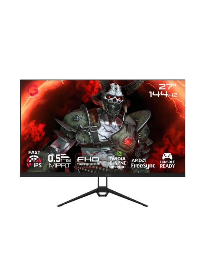 27 Inch FHD 1920×1080 Gaming Monitor 144Hz Fast IPS 0.5ms MPRT HDR10 HDMI 2.1 DisplayPort 1.4 Dual Speakers Eye-Care Anti-Glare PC & Console Ready black