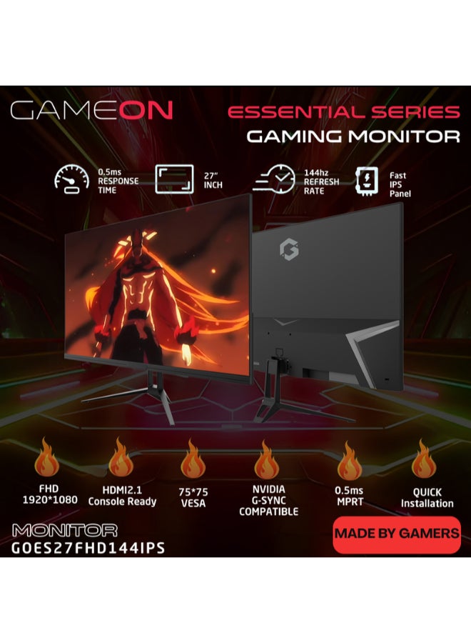 GAMEON 27-Inch Gaming Monitor, Full HD 144Hz Fast IPS 0.5ms MPRT, HDMI 2.1, HDR10 Adaptive Sync, PS5 Compatible, VESA Support | GOES27FHD144IPS black - Image 2