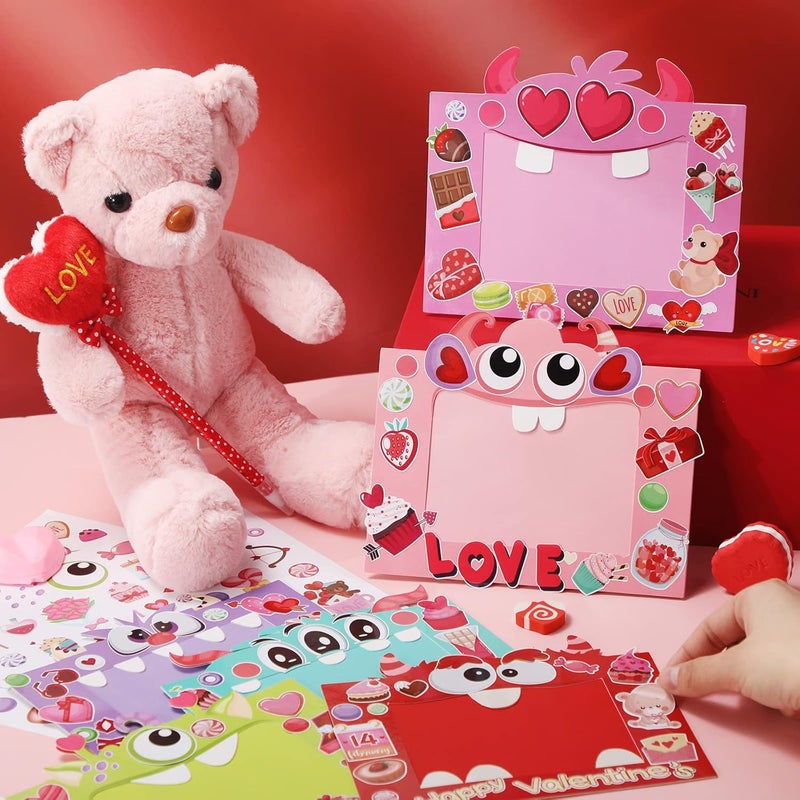 Containlol 24 Packs Valentine Picture Frames Crafts Kits Monster DIY Photo Art Frame Decorations with Stickers for DIY Valentines Day Party Favor Home Game Activities Decoration - Image 4
