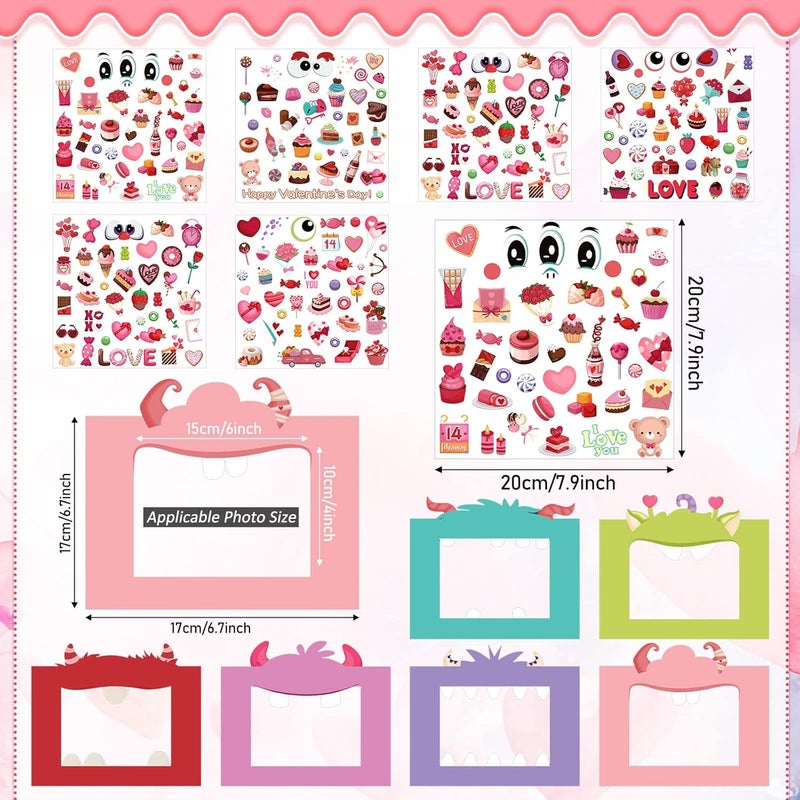 Containlol 24 Packs Valentine Picture Frames Crafts Kits Monster DIY Photo Art Frame Decorations with Stickers for DIY Valentines Day Party Favor Home Game Activities Decoration - Image 2