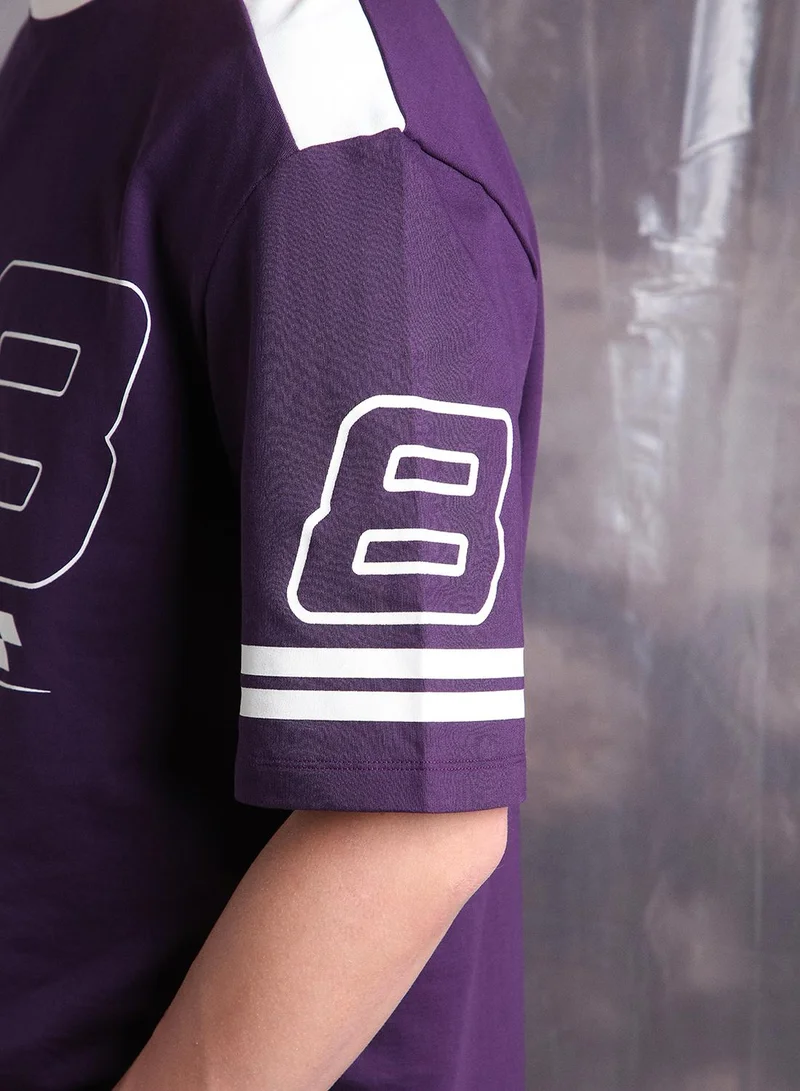 Hubberholme Men Moto Varsity Graphic Printed Oversized Fit T-shirt