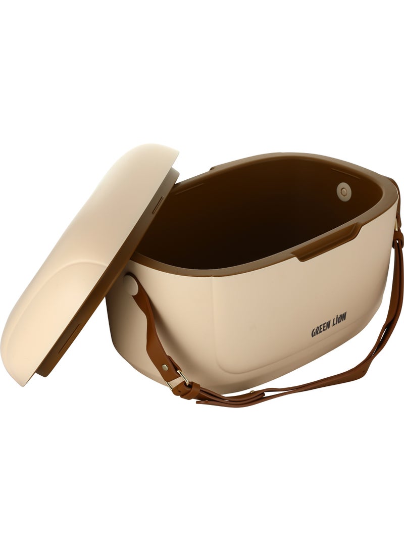 GREEN LION Vintage 12L Insulated Cooler Box with Triple-Layer Insulation / Adjustable Strap / Hot & Cold Storage / 24+ Hours Retention / Food-Grade Safety / Leak-Proof Design - Beige - Image 1