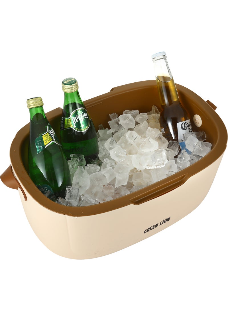 GREEN LION Vintage 12L Insulated Cooler Box with Triple-Layer Insulation / Adjustable Strap / Hot & Cold Storage / 24+ Hours Retention / Food-Grade Safety / Leak-Proof Design - Beige - Image 3