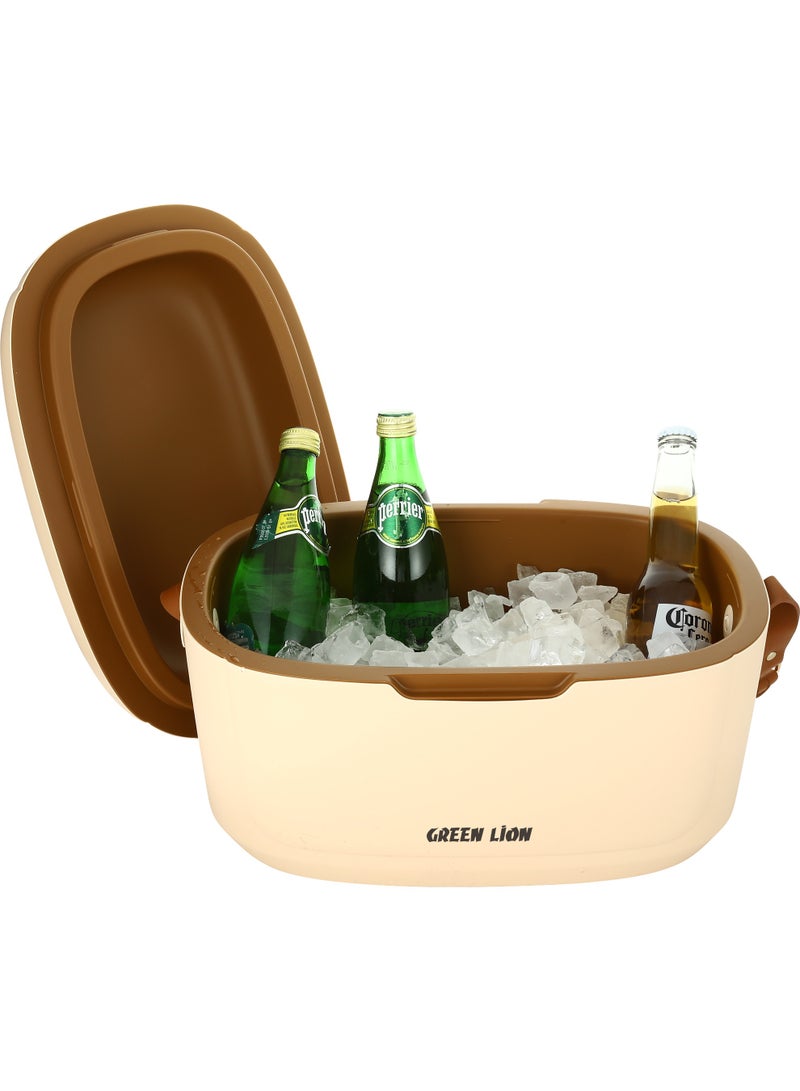 GREEN LION Vintage 12L Insulated Cooler Box with Triple-Layer Insulation / Adjustable Strap / Hot & Cold Storage / 24+ Hours Retention / Food-Grade Safety / Leak-Proof Design - Beige - Image 2