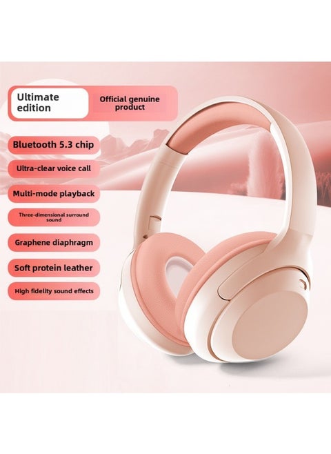 IKF King S 2.0 Active Noise Canceling ANC Wireless Bluetooth Headset Headset Wired E-Sports Gaming Headset-Color:Pink 35a