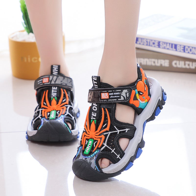 Children'S Sandals Spider-Man 2024 Summer Closed Toe Boys Beach Shoes Medium And Small Children Soft Bottom Non-Slip Boys Sandals - Image 4