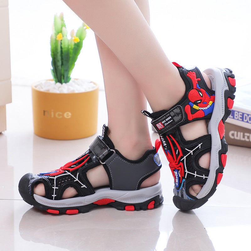 Children'S Sandals Spider-Man 2024 Summer Closed Toe Boys Beach Shoes Medium And Small Children Soft Bottom Non-Slip Boys Sandals - Image 3