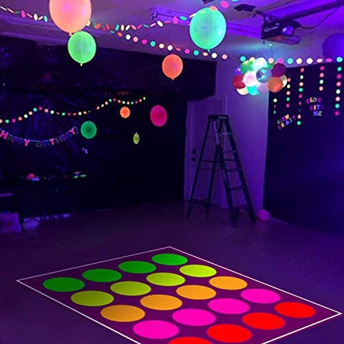 WILLBOND 25 Sheets Neon Papers Glow Party Decoration DIY Dance Floor Moves Games Classic Twister UV Reactive Multi Colored Double Sided Card Stock for Black Light Neon Birthday Wedding Fluorescent - Image 5