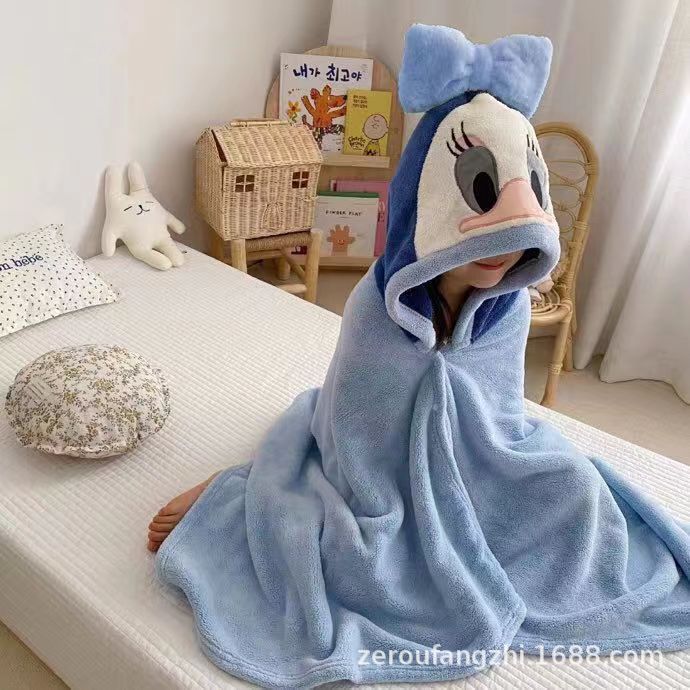 Coral Fleece Children'S Cloak Bath Towel Newborn Bath Wrap Square Baby Wrap Quilt Children'S Quilt - Image 2