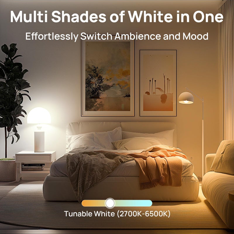 Linkind Smart Light Bulbs, Warm White to Daylight (2700K-6500K), Alexa Light Bulbs, Work with Alexa & Google Home, 60W Equivalent, Efficient 8.5W, 2.4G WiFi Bluetooth LED CRI>90, A19 E26 800LM, 4Pack - Image 2