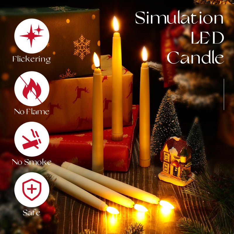 Baquler 50 Pcs Flameless Taper Candles LED Taper Candles Flickering Bulk Ivory LED Candlestick for Easter Wedding Church Halloween Christmas Party Decor Table Centerpiece, 8.5 in, No Batteries - Image 4