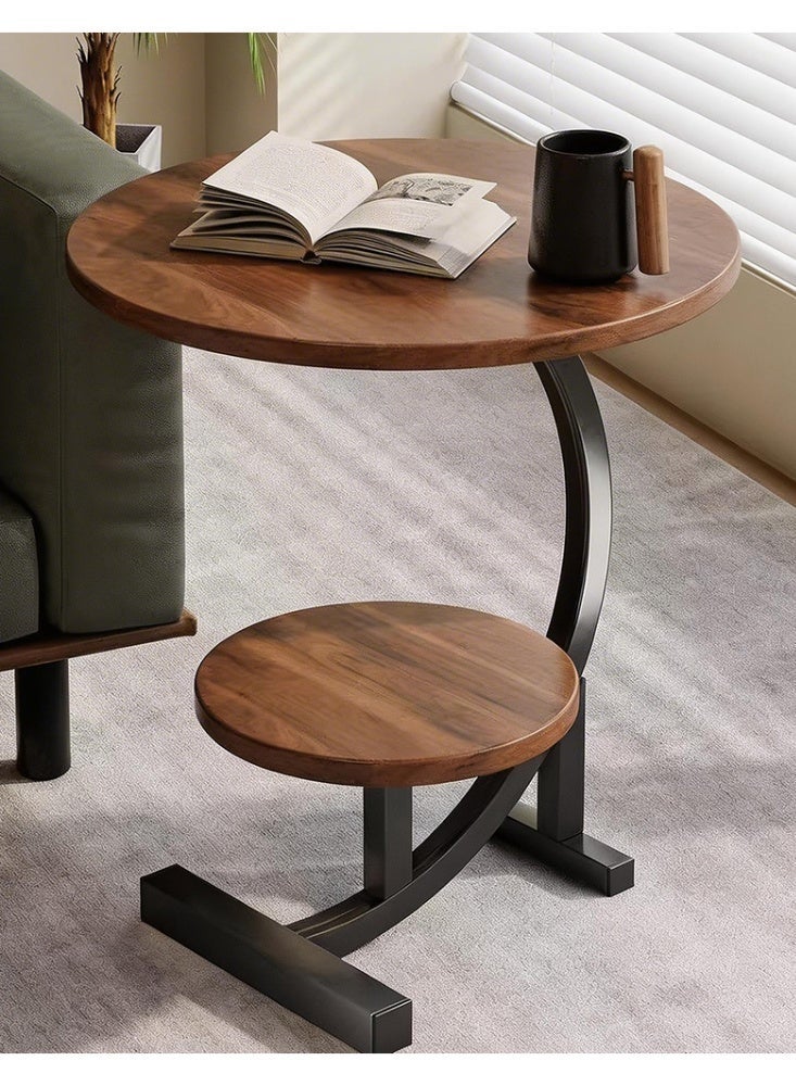 Malaksky Side Table, Small End Table, Tall Nightstand for Living Room, Bedroom, Office, Bathroom, Rustic Brown and Classic Black - Image 1