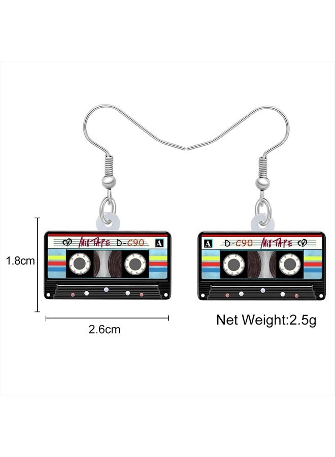 LONYOO Acrylic Funny Retro Radio Cassette Tape Earrings Dangle 80s 90s Jewelry Vintage Gifts for Women Birthday Party Favors (Cassette Tape Earrings Black) - Image 5