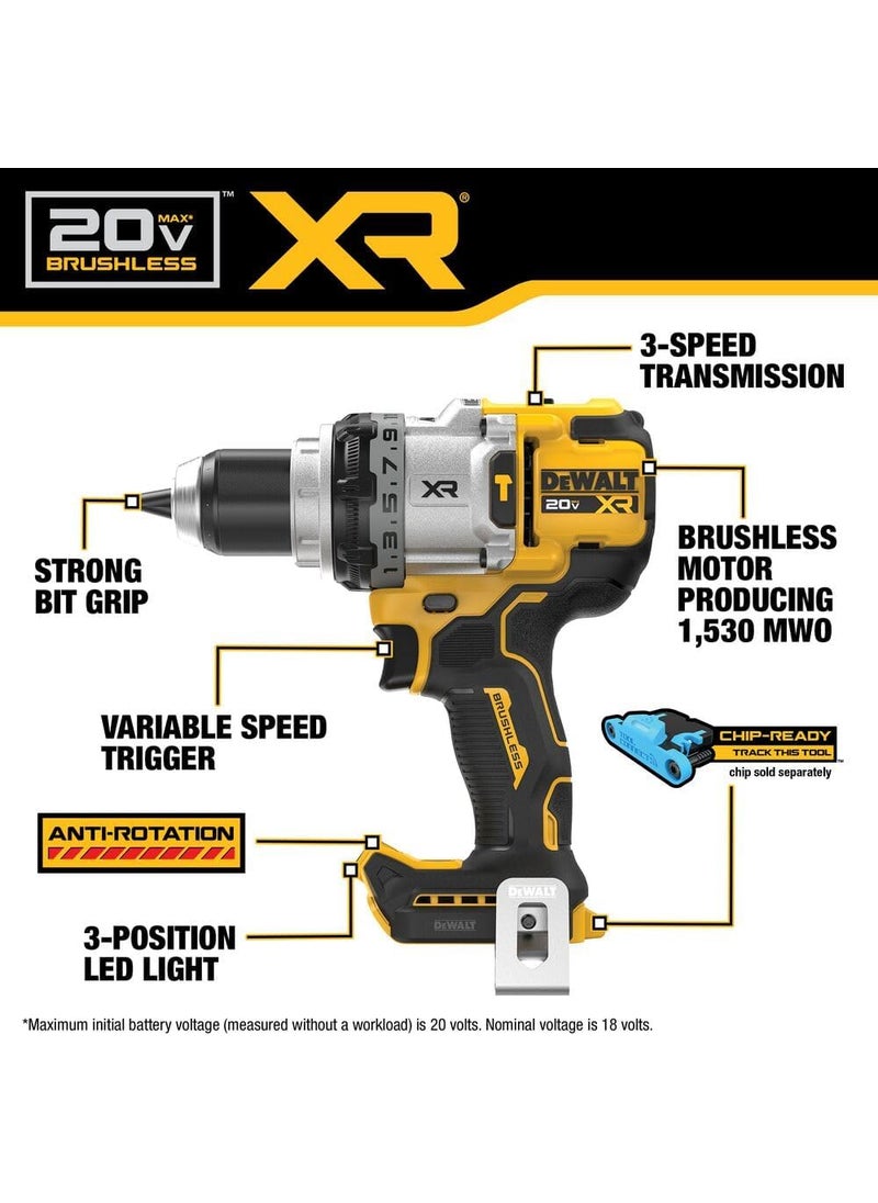 DEWALT DEWALT 20V MAX XR 12 Inch Cordless Hammer Drill Bare Tool Only DCD1007B  - Image 3
