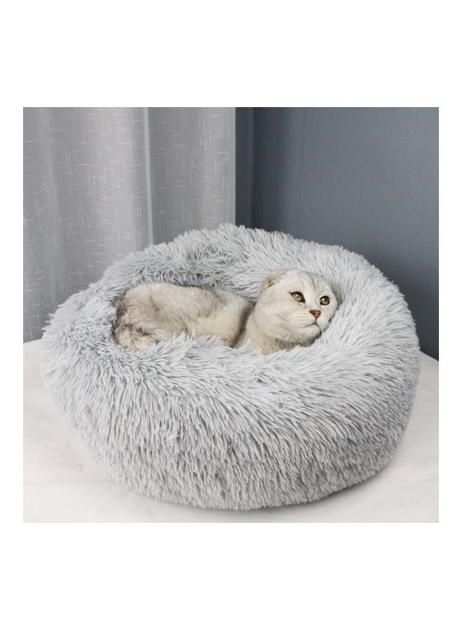 NIBEMINENT Anti Anxiety Faux Fur Donut Shape Bed for Cat/Dog Grey 50cm - Image 1