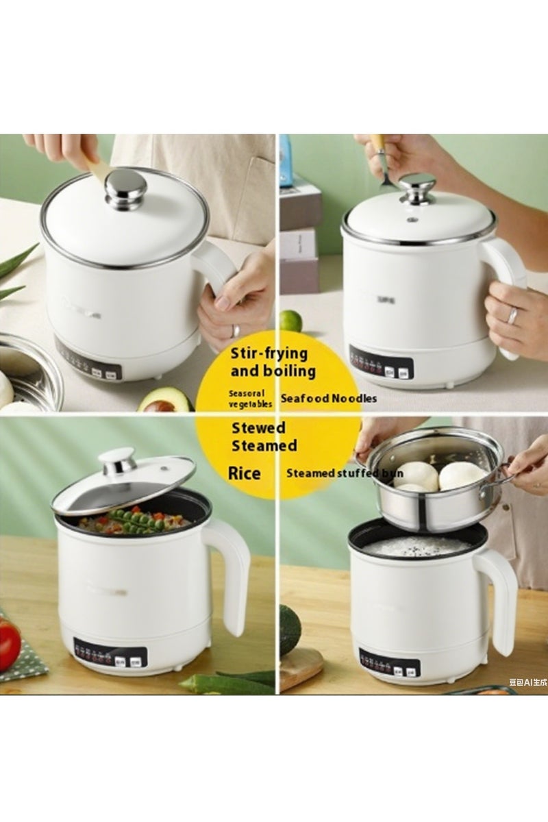 Electric Pot With Steamer,Rapid Ramen Cooker,1.8L Mini Portable Self Heating Electric Pot For Cooking Noodles Oatmeal Pasta,Shabu Shabu Hotpot Pot Electric Dorm Lazy Pot,Non-Stick Green - Image 5