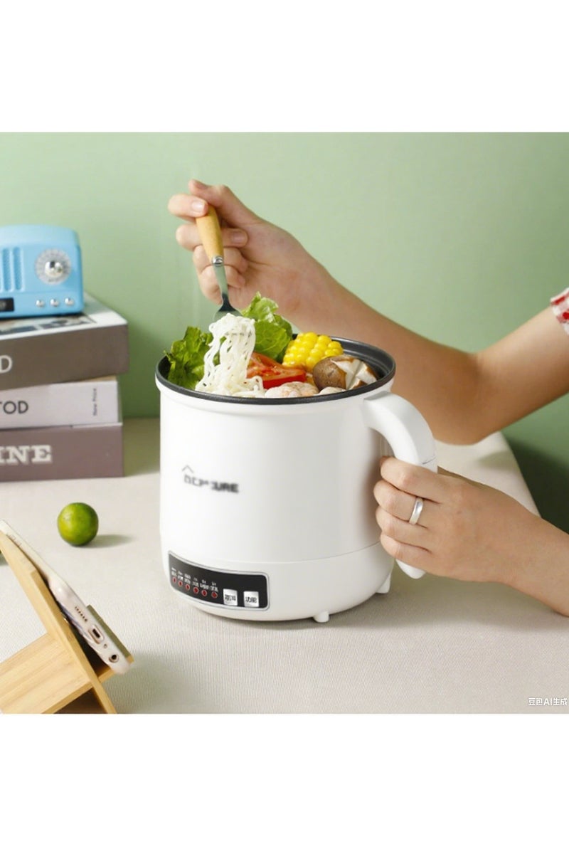 Electric Pot With Steamer,Rapid Ramen Cooker,1.8L Mini Portable Self Heating Electric Pot For Cooking Noodles Oatmeal Pasta,Shabu Shabu Hotpot Pot Electric Dorm Lazy Pot,Non-Stick Green - Image 2