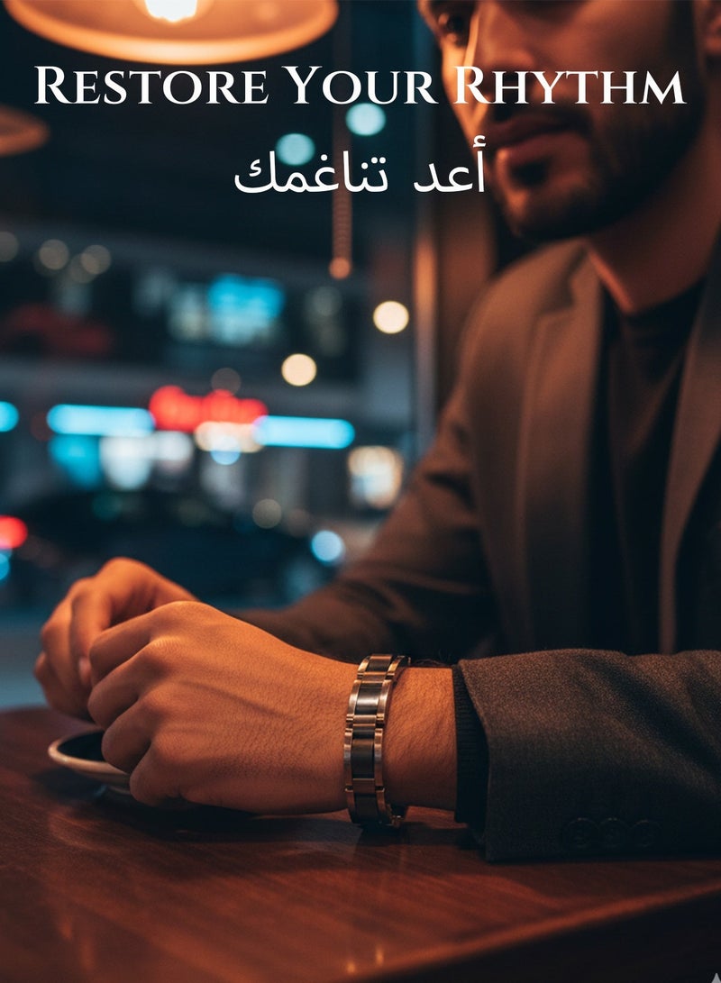 فوريكاسا سوار علاجي مغناطيسي للرجال – من الفولاذ المقاوم للصدأ مع عناصر الجرمانيوم – قابل للتعديل ‎22 سم × 1.1 سم‎ – مع علبة هدية فاخرة وأداة تعديل - Image 3