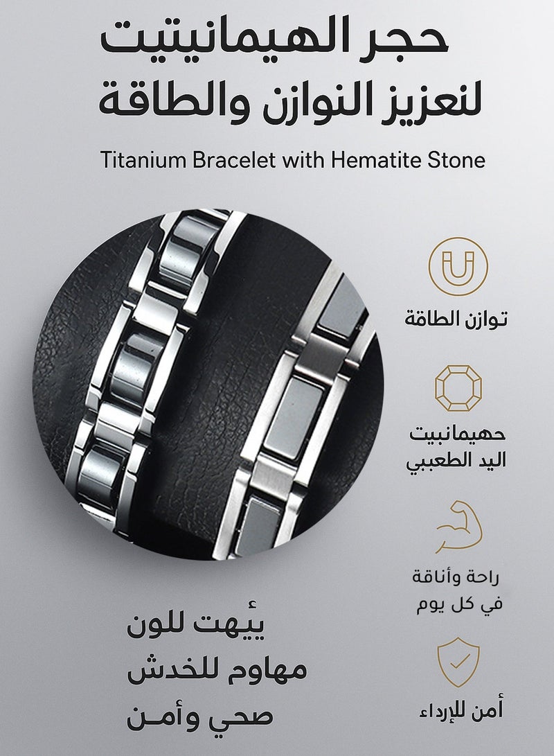 فوريكاسا سوار علاجي مغناطيسي للرجال – من الفولاذ المقاوم للصدأ مع عناصر الجرمانيوم – قابل للتعديل ‎22 سم × 1.1 سم‎ – مع علبة هدية فاخرة وأداة تعديل - Image 4