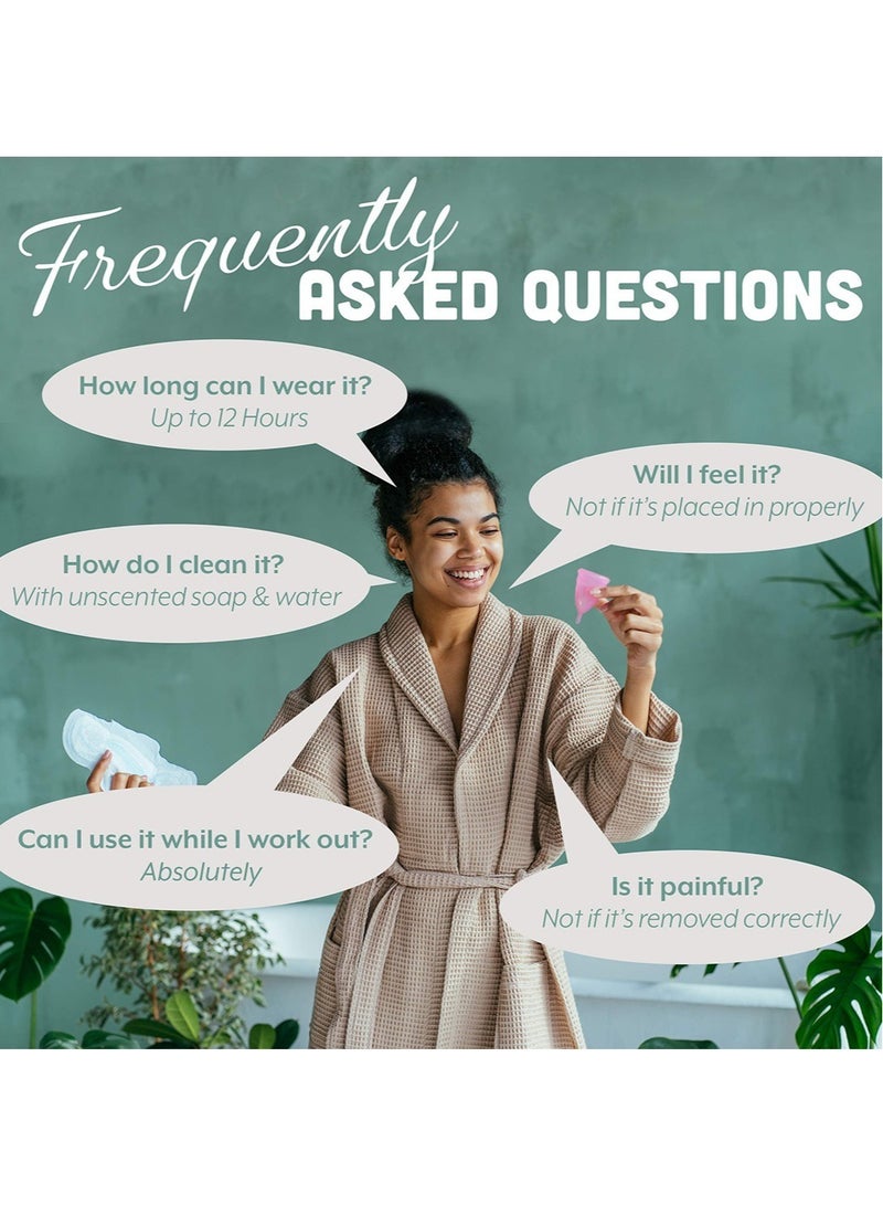 SYOSI كوب الحيض الناعم سوبر ناعم ومرن قابل لإعادة الاستخدام من السيليكون قابل للطي كوب تعقيم يمكن ارتداؤه لمدة 12 ساعة سهل التنظيف بديل للسدادات القطنية والفوط الصحية - Image 4