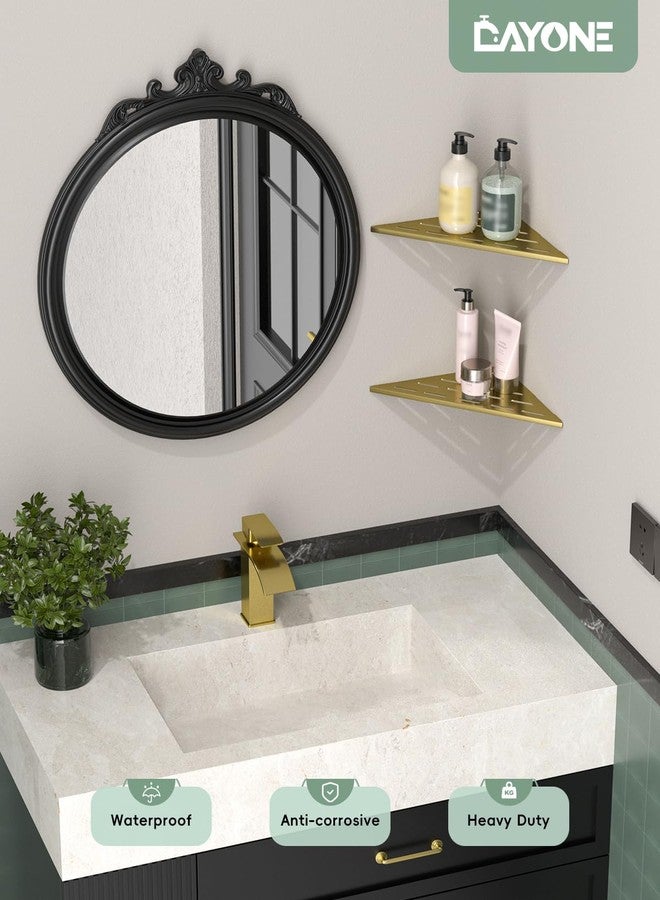DAYONE Corner Shower Shelf Gold 2 Pack 10", Bathroom Corner Shower Organizer Shelf for Tiled Wall, SUS304 Stainless Steel Recessed Organizer Shelves - Image 2