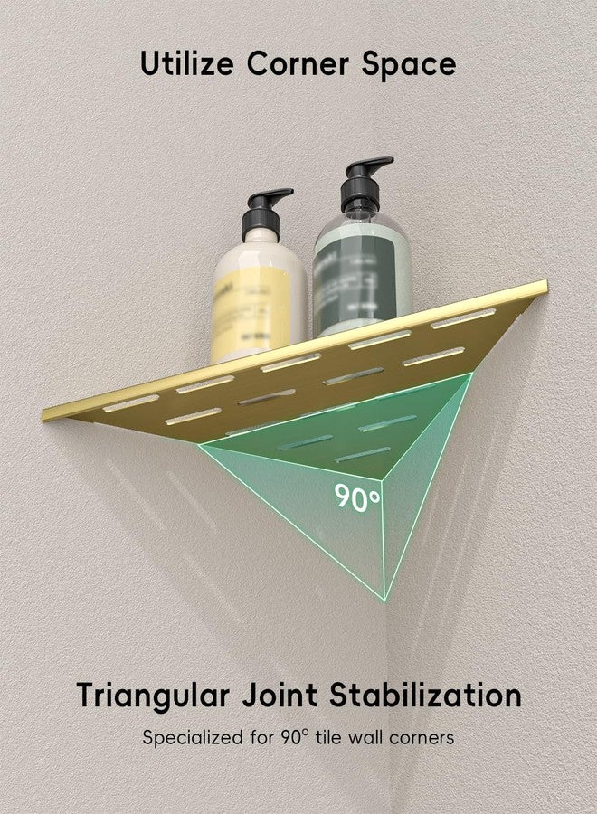 DAYONE Corner Shower Shelf Gold 2 Pack 10", Bathroom Corner Shower Organizer Shelf for Tiled Wall, SUS304 Stainless Steel Recessed Organizer Shelves - Image 3