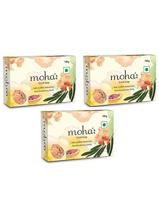 Moha: صابون مقشر 100 جرام × 3 مع زيت الجوز واللوز والعسل لبشرة ناعمة ومرطبة ومغذية للوجه منتج للجنسين - Image 2