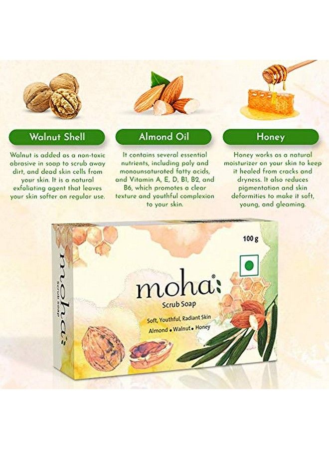 Moha: صابون مقشر 100 جرام × 3 مع زيت الجوز واللوز والعسل لبشرة ناعمة ومرطبة ومغذية للوجه منتج للجنسين - Image 4