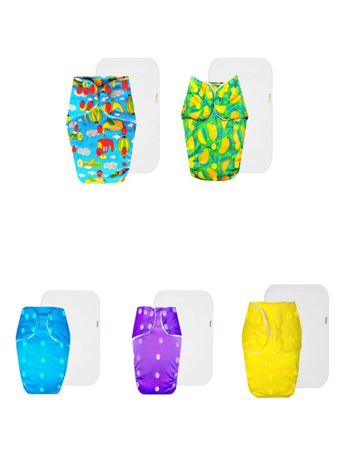 Dumbledo Premium Cloth Diaper with Cotton Insert (Pack of 5) | Hypoallergenic | Leakproof | Easy to Clean | Ideal for Toddlers | 3 Months - 3 Years | Unisex Baby - Image 1