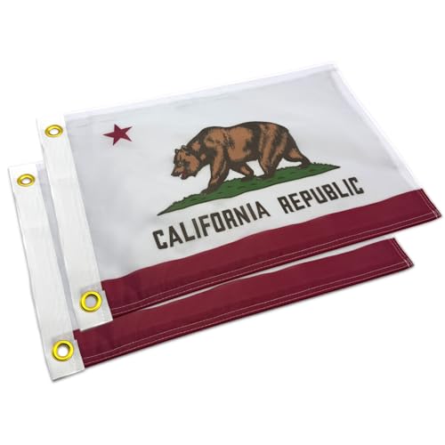 cezelux 2 Pack Offroad Flags California Flag for Whip Lights or Antenna Flag Pole 12x18 Inches Double Side 3layer Fabric Printing Small California Flags for UTV Attach to Whip Lights Dune Flag suitable for Jeep OffRoad RZR Polaris Truck Boat - Image 1