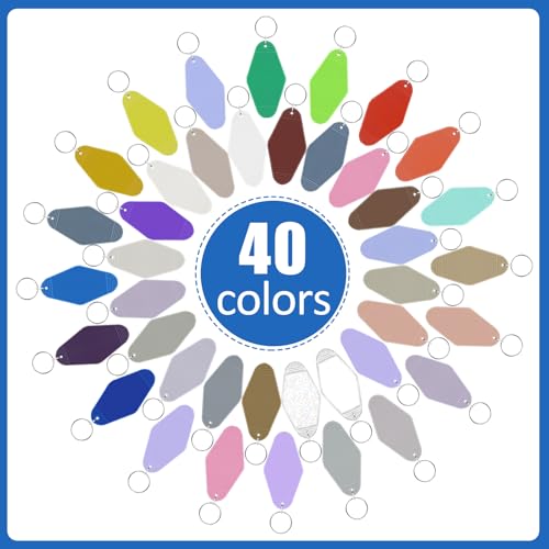 LOTMER 80 PCS Hotel Keychain Blank with Key Rings, 20 Colors Plastic Motel Keychains for DIY Keychain and Luggage Tag (40 Colors - 80 Pcs) - Image 2