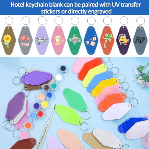 LOTMER 80 PCS Hotel Keychain Blank with Key Rings, 20 Colors Plastic Motel Keychains for DIY Keychain and Luggage Tag (40 Colors - 80 Pcs) - Image 4
