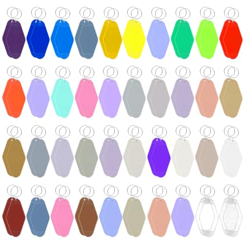 LOTMER 80 PCS Hotel Keychain Blank with Key Rings, 20 Colors Plastic Motel Keychains for DIY Keychain and Luggage Tag (40 Colors - 80 Pcs) - Image 1