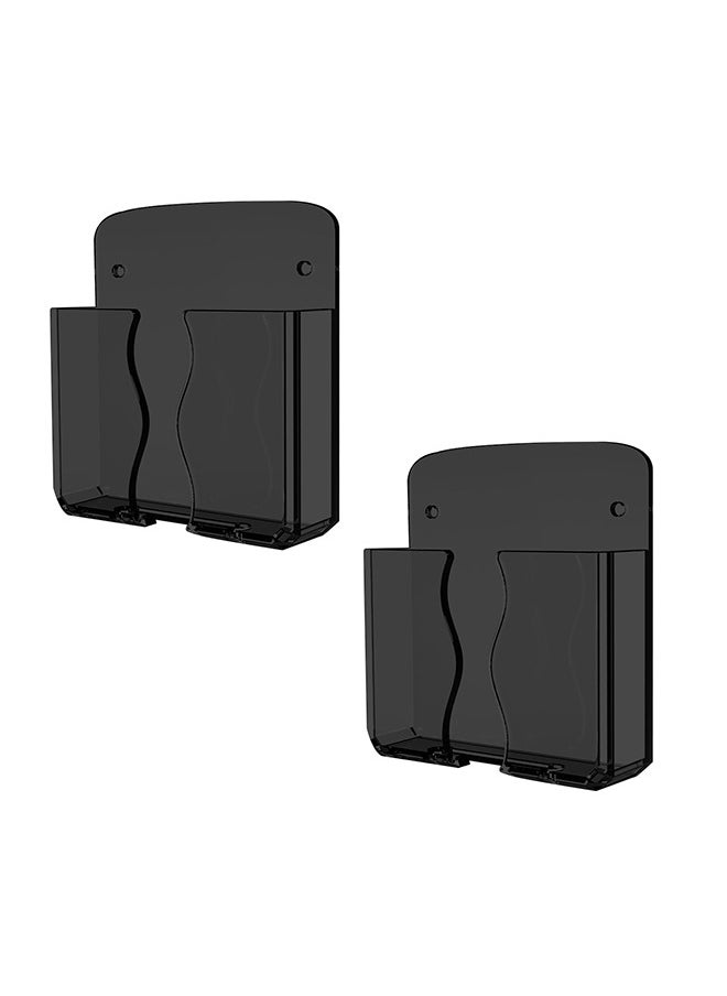 Peachjoy 2pcs Wall Mounted Phone Holder, Clear Stand Self Adhesive With Charging Hole Compatible With iPhone and Android Smartphone, Cradle Bedside Organizer Remote Control Stand for Home Office 